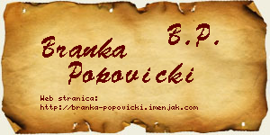 Branka Popovicki vizit kartica